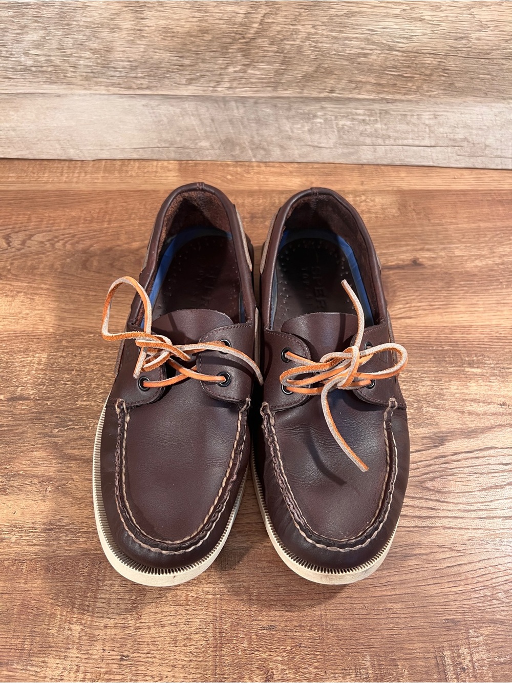 Sperry Brown Leather Boat Shoes with Tan Laces - Picture 2 of 7